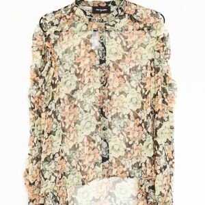 The Kooples Floral Long Sleeve Button Down Top Size Medium